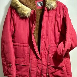 Red Jacket with Fur Trim
